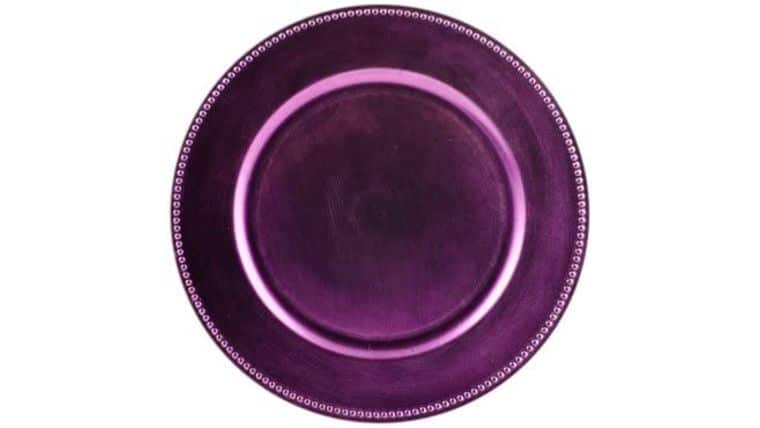 Beaded Acrylic Charger Plate – Lavender | Rental Beaded Acrylic Charger Plate – Lavender | Rental