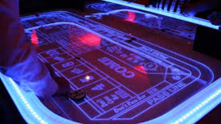 Craps – LED Illuminated White Craps Casino Game Table | Rental