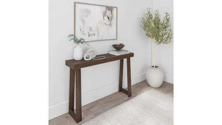 Console Table – Plank+Beam Solid Wood Console Table, 46.25”, Sofa Table, Narrow Entryway Table for Hallway, Behind the Couch, Living Room, Foyer, Easy Assembly, Walnut | Rental Console Table – Plank+Beam Solid Wood Console Table, 46.25”, Sofa Table, Narrow Entryway Table for Hallway, Behind the Couch, Living Room, Foyer, Easy Assembly, Walnut | Rental