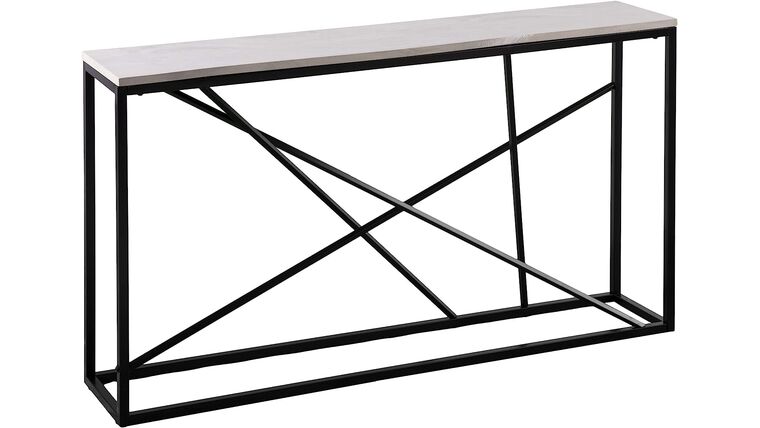 Console Table – Arendal Skinny Console Table, White Faux Marble, Black | Rental Console Table – Arendal Skinny Console Table, White Faux Marble, Black | Rental