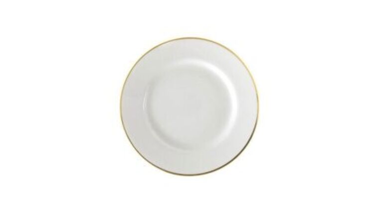 White/Gold Single Line Salad/Dessert Plate – 7.75″ | Rental White/Gold Single Line Salad/Dessert Plate – 7.75″ | Rental