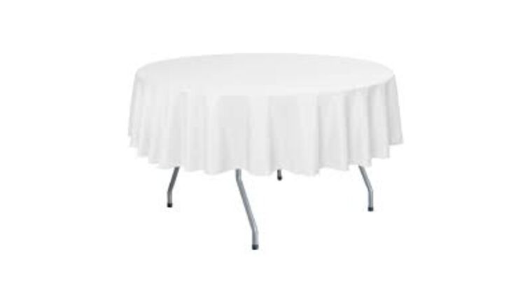 Polyester | 72" Round White Polyester Tablecloth | Rental