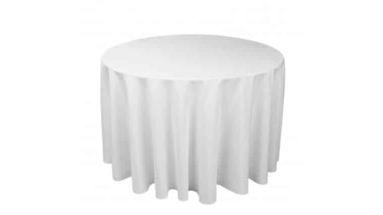 Polyester 108" Round Tablecloth - White | Rental