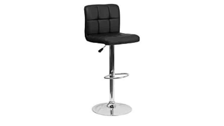 Black Metal Leather Barstool With Chrome Legs | Rental