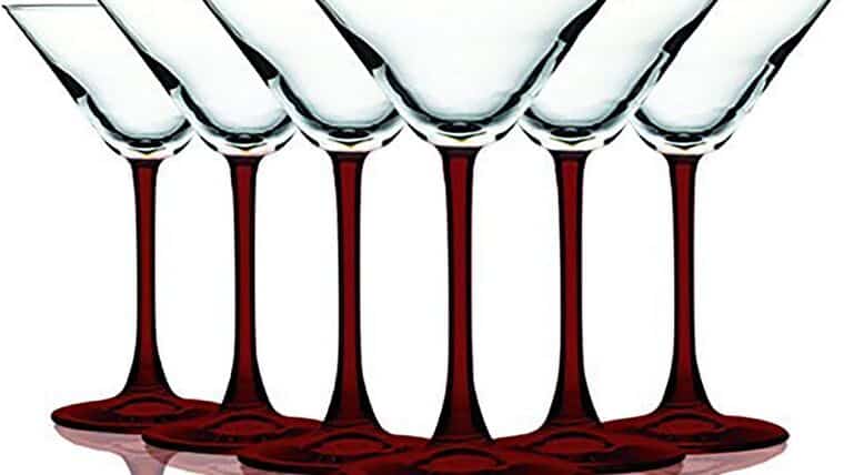 Martini Glass –  Red Accent Stem 10 oz Martini/Cocktail Wine Glass | Rental
