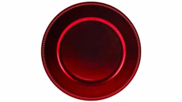 Beaded Acrylic Charger Plate – Red | Rental Beaded Acrylic Charger Plate – Red | Rental