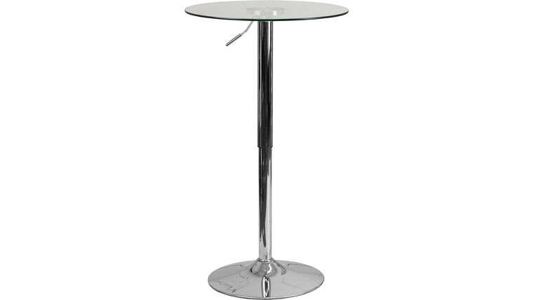 23.5” Round Adjustable Height Glass Cocktail Table (Adjustable Range 33.5” – 41”) Kit | Rental