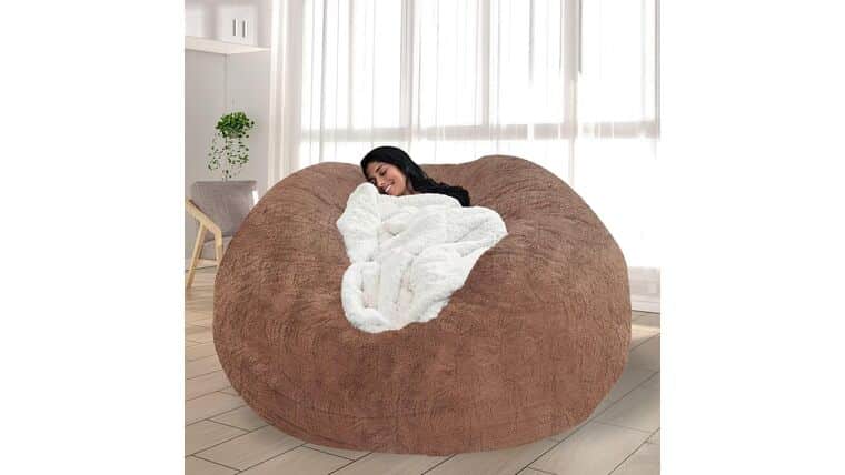 Bean Bag Chair for Adults Kids No Filling Soft Oversized Round Bean Bag Couch Lazy Sofa Cover Love Sack for Bedroom Reading Chair, 5FT, Khaki | Rental Bean Bag Chair for Adults Kids No Filling Soft Oversized Round Bean Bag Couch Lazy Sofa Cover Love Sack for Bedroom Reading Chair, 5FT, Khaki | Rental