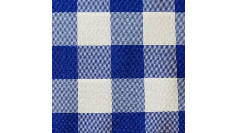 Polyester | Royal Blue & White Check | 90" x 156" Rectangle Tablecloth | Rental