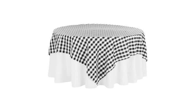 Polyester | Gingham Checkered Square 90"x90" Polyester Overlay/Tablecloth - Black & White | Rental