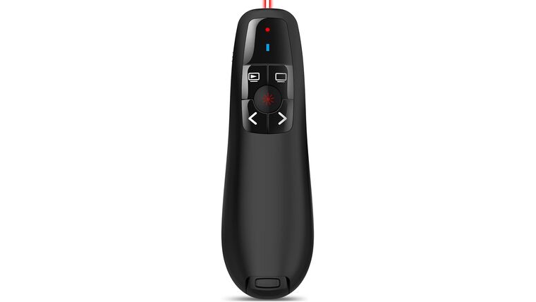 Wireless PowerPoint Remote Presentation Clicker: Battery Operated Presenter PPT Slide Advancer with Red Pointer | 100Ft Control Range | Plug & Play via USB | Ergonomic Design – Universal Compatibility | Rental Wireless PowerPoint Remote Presentation Clicker: Battery Operated Presenter PPT Slide Advancer with Red Pointer | 100Ft Control Range | Plug & Play via USB | Ergonomic Design – Universal Compatibility | Rental