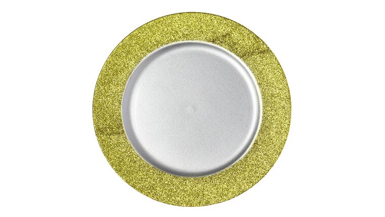 Gold Glitter Border Charger Plate | Rental Gold Glitter Border Charger Plate | Rental