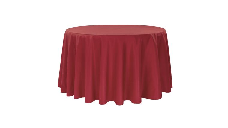Polyester 108″ Round Tablecloth – Apple Red | Rental Polyester 108″ Round Tablecloth – Apple Red | Rental