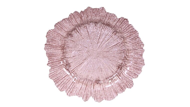 Reef Flora Glass Charger Plate – Blush Pink | Rental Reef Flora Glass Charger Plate – Blush Pink | Rental