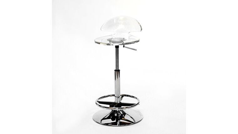Metal Swivel Barstool With Seat Back Rest – Clear & Chrome | Rental