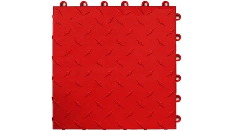 ABS Diamond Garage Floor Tile – 12″ x 12″ Red | Rental