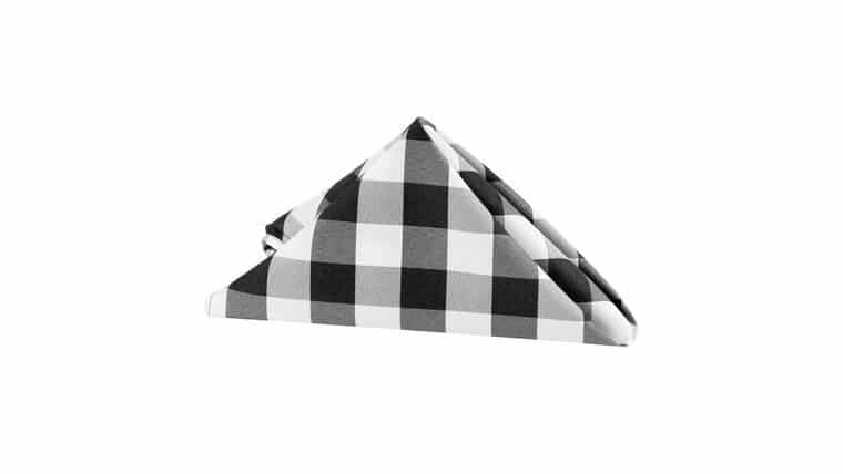 Polyester | Gingham Checkered Polyester Napkin 20″x20″ – Black & White | Rental