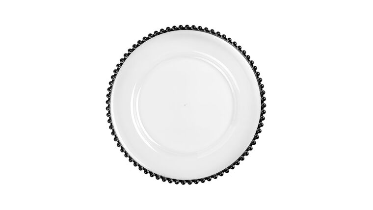 Beaded Acrylic Round Charger Plate – Clear/Black | Rental Beaded Acrylic Round Charger Plate – Clear/Black | Rental