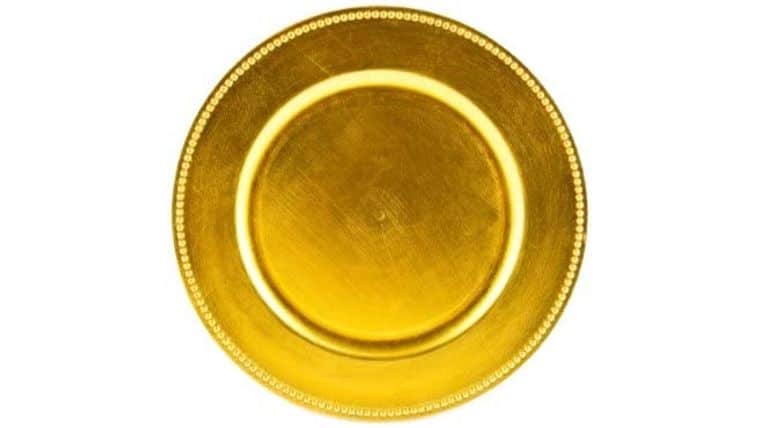 Beaded Acrylic Charger Plate – Yellow | Rental Beaded Acrylic Charger Plate – Yellow | Rental