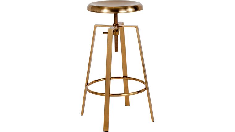 Gold Toledo Industrial Style Barstool with Swivel Lift Adjustable Height Seat | Rental