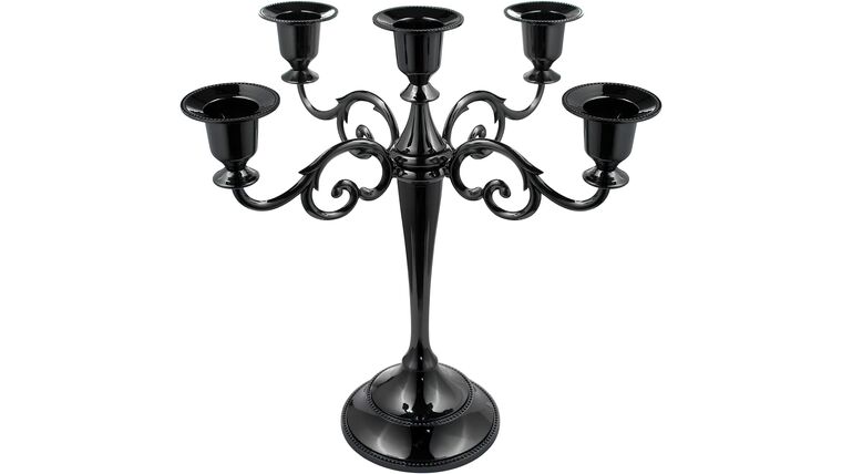 5-Candle Metal Candelabra 10.2 Inch Tall Candlestick Candle Holders for Home Decor Wedding Christmas Church Halloween Party, Black | Rental