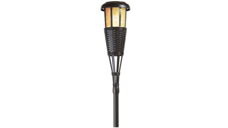 Newhouse Lighting FLTORCH4-B Solar-Powered Flickering Flame Outdoor Island Torches, 4-Pack, Dark Chocolate,Black | Rental