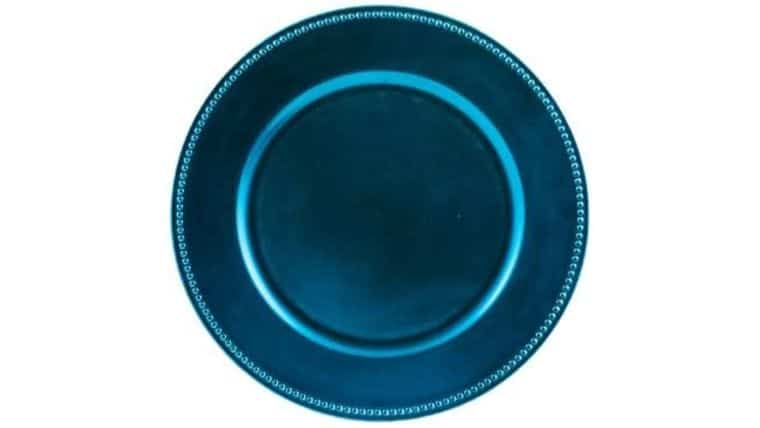 Beaded Acrylic Charger Plate – Ocean Blue | Rental Beaded Acrylic Charger Plate – Ocean Blue | Rental
