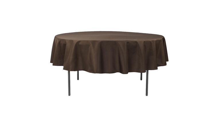Polyester | 90″ Round Chocolate Brown Tablecloth | Rental