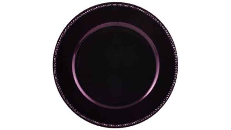 Beaded Acrylic Charger Plate – Eggplant Purple | Rental Beaded Acrylic Charger Plate – Eggplant Purple | Rental