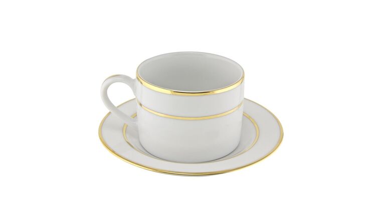 White/Gold Double Line Saucer | Rental