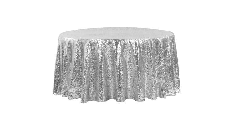 Glitz Sequins 120" Round Tablecloth - Silver | Rental