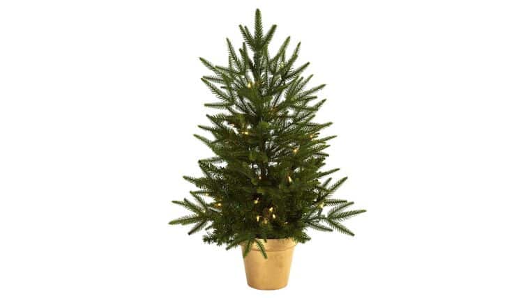 2.5’ Christmas Tree w/Golden Planter & Clear Lights | Rental