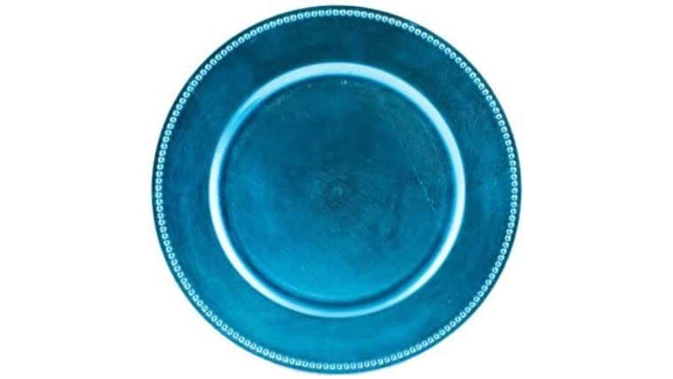 Beaded Charger Plate – Aqua Blue | Rental Beaded Charger Plate – Aqua Blue | Rental