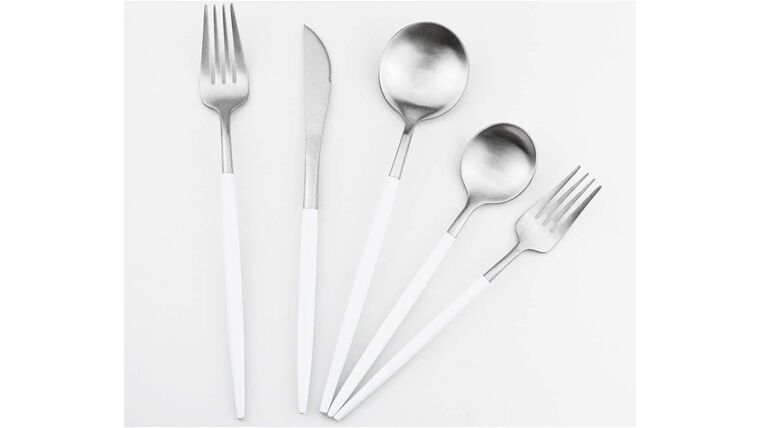 Modern Silver/White Matte Salad Fork | Rental