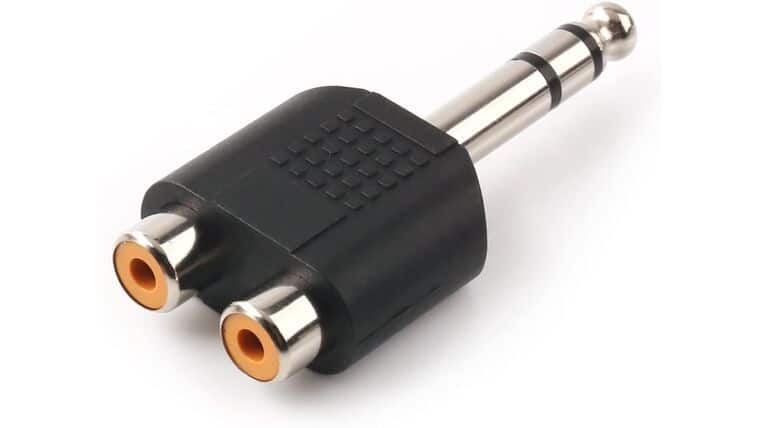 Adapter – 1/4 Inch 6.35mm Male to 2 RCA Female Audio Heads, 1/4 Inch 6.35mm M One-Two RCA F Stereo Interconnect Audio Adapter, (6.35mm M-2xRCA F-TRS) | Rental Adapter – 1/4 Inch 6.35mm Male to 2 RCA Female Audio Heads, 1/4 Inch 6.35mm M One-Two RCA F Stereo Interconnect Audio Adapter, (6.35mm M-2xRCA F-TRS) | Rental