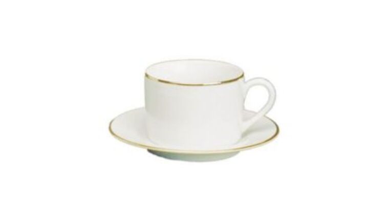 White/Gold Single Line Saucer | Rental White/Gold Single Line Saucer | Rental