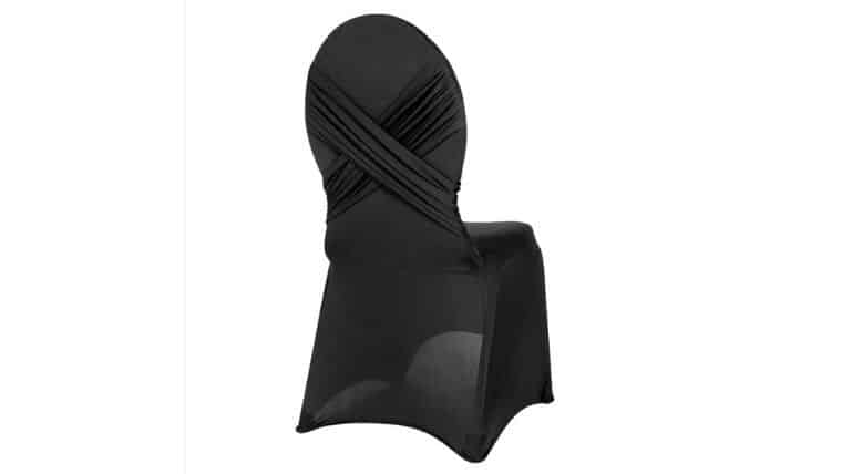 Cross Back Stretch Spandex Banquet Chair Cover - Black | Rental