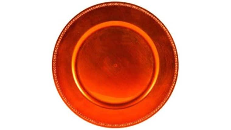 Beaded Acrylic Charger Plate – Orange | Rental Beaded Acrylic Charger Plate – Orange | Rental