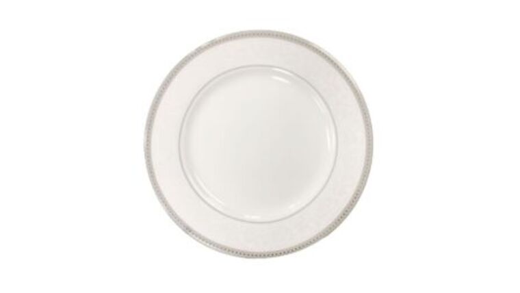 White/Silver Ivy Salad/Dessert Plate – 7.75″ | Rental