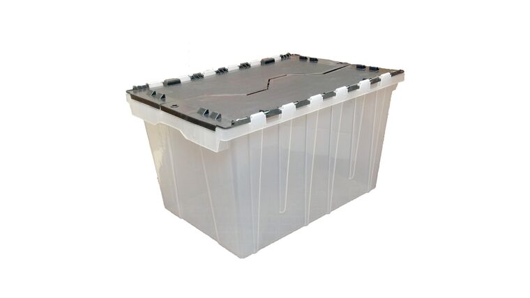 12 Gallon (48-Quart) Clear Base, Black Lid Tote with Hinged Lid | Rental