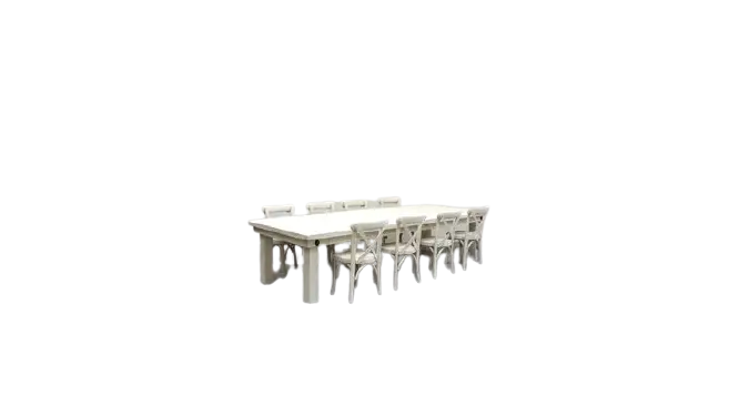 Package – Kids Rectangle Vintage White Farm Table Package With 8 Chairs | Rental Package – Kids Rectangle Vintage White Farm Table Package With 8 Chairs | Rental