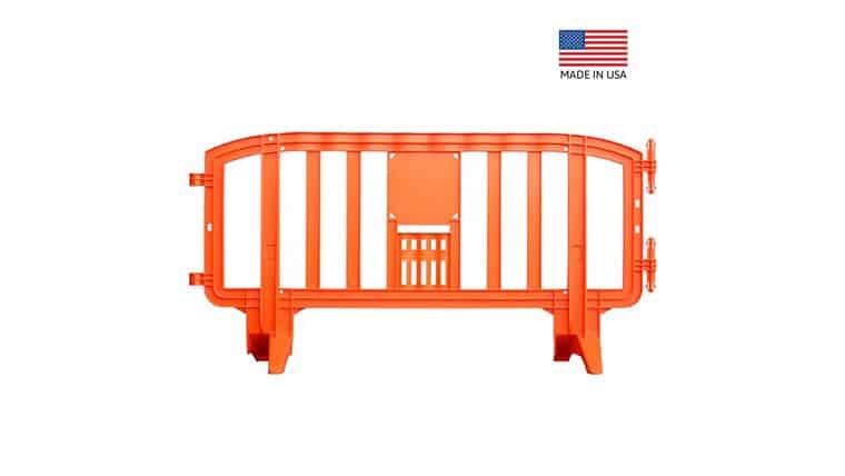 6.5 Ft. Orange Movit Interlocking Plastic Crowd Barricade | Rental 6.5 Ft. Orange Movit Interlocking Plastic Crowd Barricade | Rental