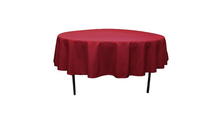 Polyester | Burgundy | 90″ Round Tablecloth | Rental