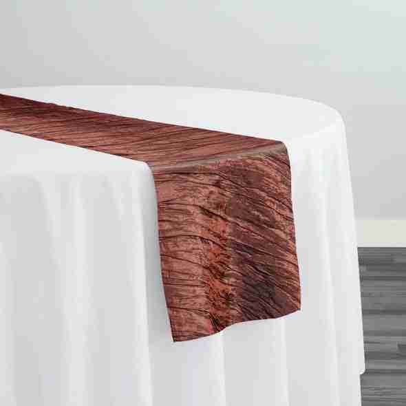 Accordion Taffeta Table Runner in Rust | Rental Accordion Taffeta Table Runner in Rust | Rental