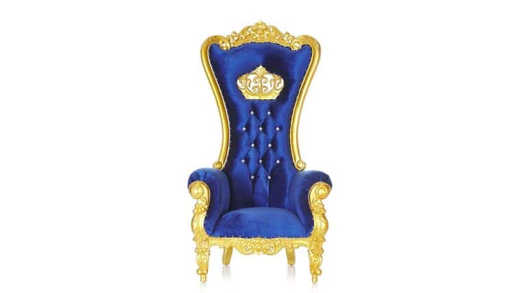 Crown Tiffany Throne Chair Blue / Gold | Rental