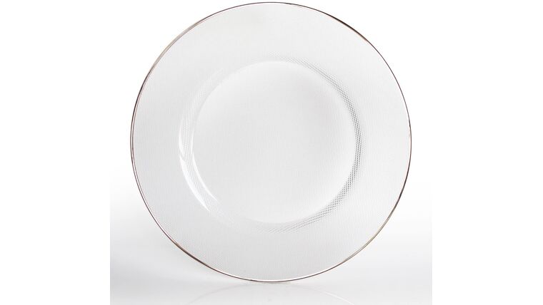 Charger Plate | Glass | White/Platinum | Rental Charger Plate | Glass | White/Platinum | Rental