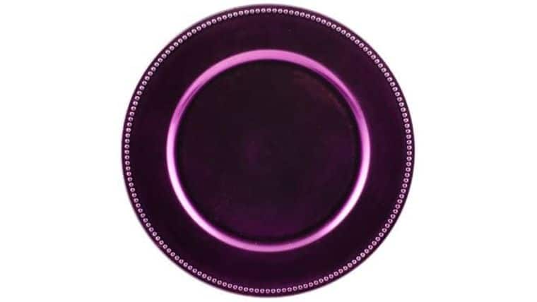 Beaded Acrylic Charger Plate – Orchid Purple | Rental Beaded Acrylic Charger Plate – Orchid Purple | Rental