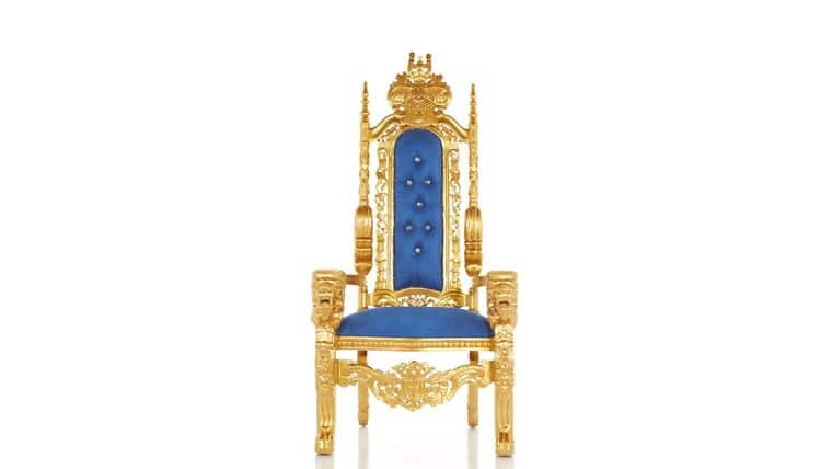 King David Lion Throne Chair Blue / Gold | Rental