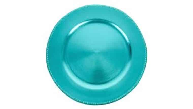 Beaded Acrylic Charger Plate – Turquoise Blue | Rental Beaded Acrylic Charger Plate – Turquoise Blue | Rental