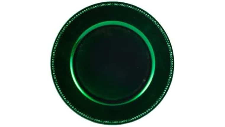 Beaded Acrylic Charger Plate – Forest Green | Rental Beaded Acrylic Charger Plate – Forest Green | Rental
